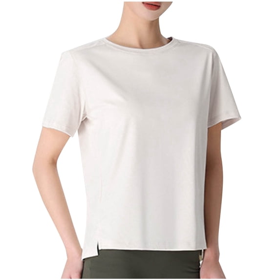 Cmfcve Women's Summer Shirt Oversize Short Sleeve Pullover Tee Shirt Round Neck Breathable Gym Blouse
