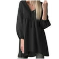 thumbnail image 1 of Cmfcve Gauze Shirt for Woman Summer V-Neck Long Sleeve Peasant Top Plus Size Loose Cotton Linen Top, 1 of 7
