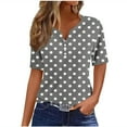 thumbnail image 1 of Cmfcve Women's Summer T-Shirt Polka Dot Henley Button T-Shirt Short Sleeve V-Neck Gauze Shirts, 1 of 6