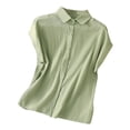 thumbnail image 1 of Cmfcve Women's Summer T-Shirt Round Neck Buttoned Tee Blouses Small Fly Sleeve Cute Tunic Tops, 1 of 8