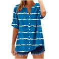 thumbnail image 1 of Cmfcve Women's Summer T-Shirt Striped Button Gauze Shirts Short Sleeve V-Neck Tee Tops, 1 of 5