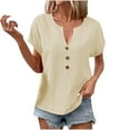 thumbnail image 1 of Cmfcve Women's Summer Tee Shirt Oversized Short Sleeve Gauze Blouses V-Neck Stretchy Henley Button Shirts, 1 of 6