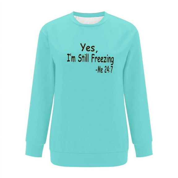 Cmfcve Women's Scoops Sweat Shirt Blouse Pocket Graphic Casual Letter Tunic Tops Long Sleeve Loose Pullover Sweatshirt