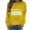 thumbnail image 1 of Cmfcve Women's Sweatshirt Letter Print Long Sleeve Graphic Tops Crew Neck Loose Gym Pullover, 1 of 4