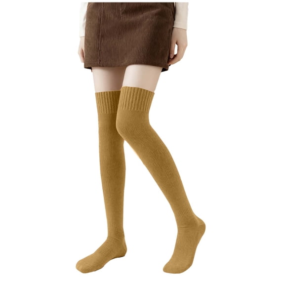 Cmfcve Women's Thigh High Socks Fleece Lined Over Knee-High Socks Casual Warm Long Stocking