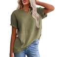 thumbnail image 1 of Cmfcve Women's Tops Waffle Knit V Neck Short Sleeve T Shirt Casual Loose Fit Blouses, 1 of 9