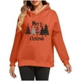 thumbnail image 1 of Cmfcve Women's Ugly Christmas Hoodies Loose Fit Thermal Fleece Lined Pullover Printed Top Long Sleeve Sport Casual Hooded Sweatshirt, 1 of 7