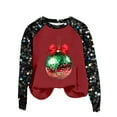 thumbnail image 1 of Cmfcve Women's Ugly Christmas Sweatshirt Oversized Sequins Patchwork Print Pullover Raglan Long Sleeve Crew Neck Xmas Base Apparel, 1 of 4