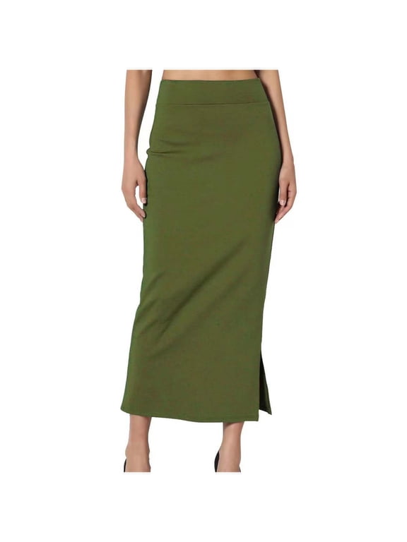 Women's Wrap Skirt Plus Size Split Workwear Commuter Dress Simple Solid Color Slim Mid-Calf Skirt