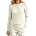 thumbnail image 1 of Cmfcve Womens Button Down Long Sleeve Knit Cardigans Crew Neck Slim Fit Cardigan Sweater, 1 of 6
