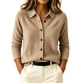 thumbnail image 1 of Cmfcve Womens Cardigan Sweaters Button Down Collar Brushed Soft Knit Tops Business Casual Fall Long Sleeve Sweaters, 1 of 5