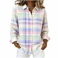 thumbnail image 1 of Cmfcve Womens Cotton Linen Button Down Shirts Fashion Casual Long Sleeve Tunic Shirts, 1 of 5