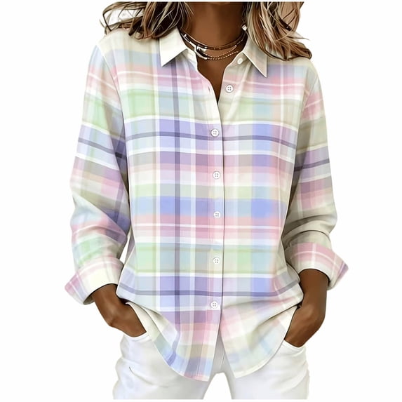 Cmfcve Womens Cotton Linen Button Down Shirts Fashion Casual Long Sleeve Tunic Shirts