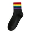 thumbnail image 1 of Cmfcve Womens Crew Socks Cotton Color-Block Cute Fun Socks Breathable Rainbow Socks, 1 of 2