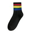 thumbnail image 1 of Cmfcve Womens Crew Socks Cotton Color-Block Cute Fun Socks Breathable Rainbow Socks, 1 of 2