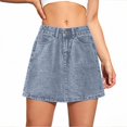 thumbnail image 1 of Cmfcve Womens Denim Mini Skirts A-Line High Waist Classic Jean Skirt Stretchy Casual Loose Fit Denim Skort, 1 of 5