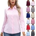 thumbnail image 1 of Cmfcve Womens Dress Shirts Long Sleeve Classic-Fit Button Down Shirt Wrinkle-Free Business Casual Blouse Office Work Tops Plus Size for Women S-5XL, 1 of 8