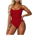 thumbnail image 1 of Cmfcve Womens One Piece Swimsuit Ruched High Cut Tummy Control Bathing Suit, 1 of 5