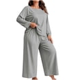 thumbnail image 1 of Cmfcve Womens Plus Size 2 Piece Pajama Sets Long Sleeve Tops & Wide Leg Pants Fall Loungewear Set, 1 of 8