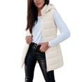 thumbnail image 1 of Cmfcve Womens Plus Size Full Zip Puffer Vest Long Hooded Sleeveless Padded Jacket Fall Winter Casual Quilted Warm Outerwear, 1 of 9