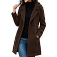 thumbnail image 1 of Cmfcve Womens Plus Size Hooded Coats Double‑Breasted Mid Length Overcoat Long Sleeve Casual Outerwear Jacket, 1 of 8