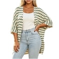 thumbnail image 1 of Cmfcve Womens Plus Size Kimono Cardigans Striped Open Front 3/4 Sleeve Shirts Lightweight Casual Cover Up Tops, 1 of 7