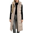 thumbnail image 1 of Cmfcve Womens Plus Size Puffer Vest Long Hooded Sleeveless Jacket Zip Snap Front Winter Casual Layering Outerwear, 1 of 9