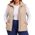 thumbnail image 1 of Cmfcve Womens Plus Size Quilted Vest Stand Collar Sleeveless Puffer Jacket Full Zip Fall Winter Casual Layering Outerwear, 1 of 7