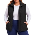 thumbnail image 1 of Cmfcve Womens Plus Size Quilted Vest Stand Collar Sleeveless Puffer Jacket Full Zip Fall Winter Casual Layering Outerwear, 1 of 5