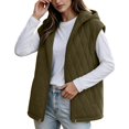 thumbnail image 1 of Cmfcve Womens Plus Size Winter Hooded Quilted Faux Suede Vest Full Zip Sleeveless Jacket Casual Warm Padded Outerwear, 1 of 8