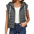 thumbnail image 1 of Cmfcve Womens Plus Size Zip up Puffer Vest Hooded Sleeveless Padded Jacket Coat Solid Winter Warm Outwear, 1 of 9
