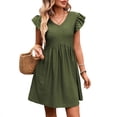 Cmfcve Womens Summer Dresses 2026 Ruffle Sleeve V Neck Loose Swing ...