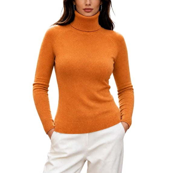 Cmfcve Womens Turtleneck Sweater Long Sleeve Slim Fit Casual Pullover Knit Shirs Fall Winter Basic Layering Top