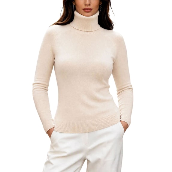 Cmfcve Womens Turtleneck Sweater Long Sleeve Slim Fit Casual Pullover Knit Shirs Fall Winter Basic Layering Top