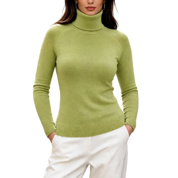 Cmfcve Womens Turtleneck Sweater Long Sleeve Slim Fit Casual Pullover Knit Shirs Fall Winter Basic Layering Top