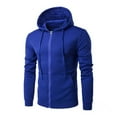 thumbnail image 1 of Cmfcve Zip Up Hoodie Jacket for Men Solid Color Drawstring Running Fitness Coat Long Sleeve Hooded Casual Outerwear Sweatshirt, 1 of 8