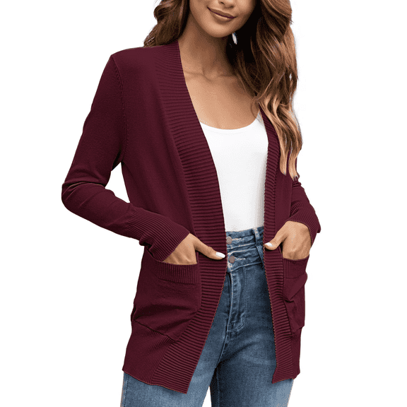 Women Cardigan Casual Knit Cardigan Lightweight Sweater with Pocket