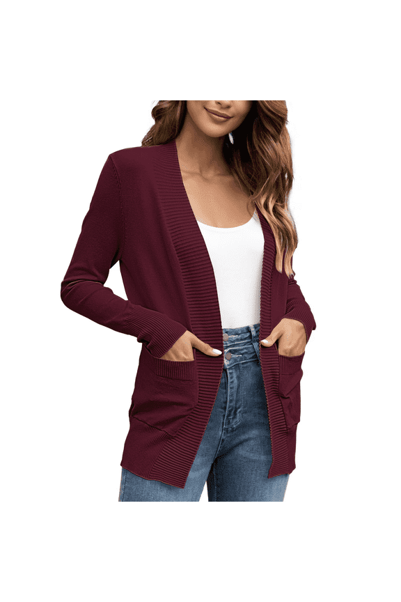 Women Cardigan Casual Knit Cardigan Lightweight Sweater with Pocket