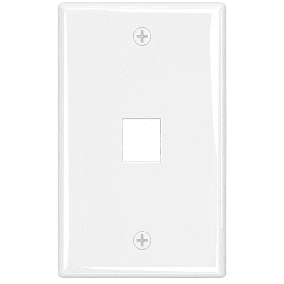 Cmple - Keystone Wall Plate, Single Gang Low Profile Wall Plate for RJ45, HDMI & Coax Keystone Jacks, 1-Port, White