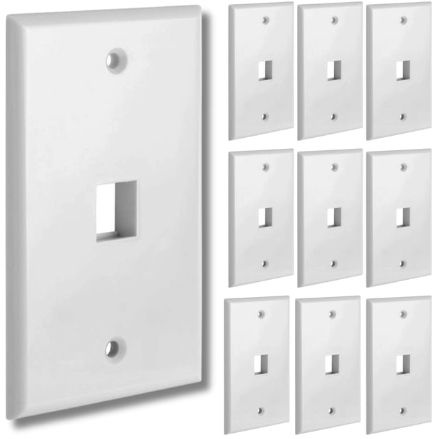 Cmple - [10 PACK] 1 Port Keystone Wall Plate Single-Gang Wall Plate ...