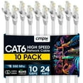 thumbnail image 1 of Cmple - 10 Pack Cat6 Ethernet Cable 15 ft Cat 6 Network Cables with RJ45 Connectors 10Gbps Computer LAN Patch Cord Router Internet Wire - White, 1 of 8