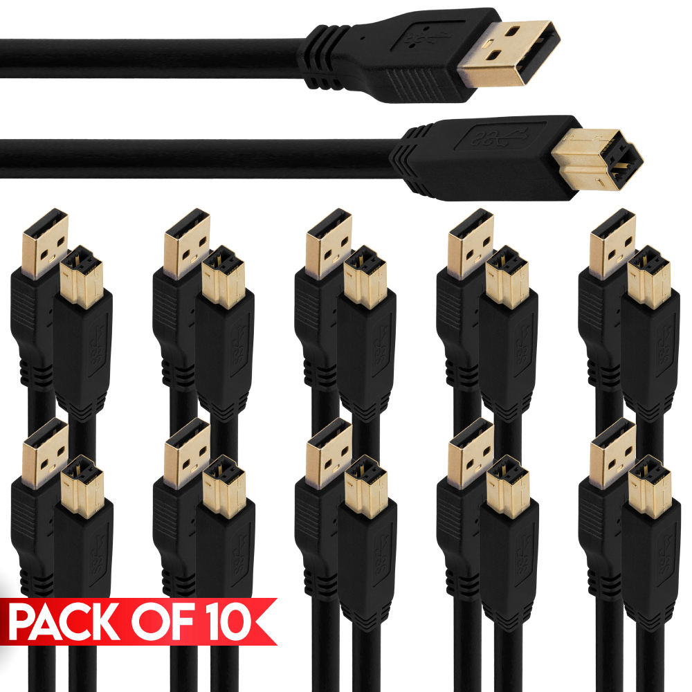 Cmple - [10 PACK] 3 Feet USB 3.0 Cord, USB A Male to B Male Cable for ...