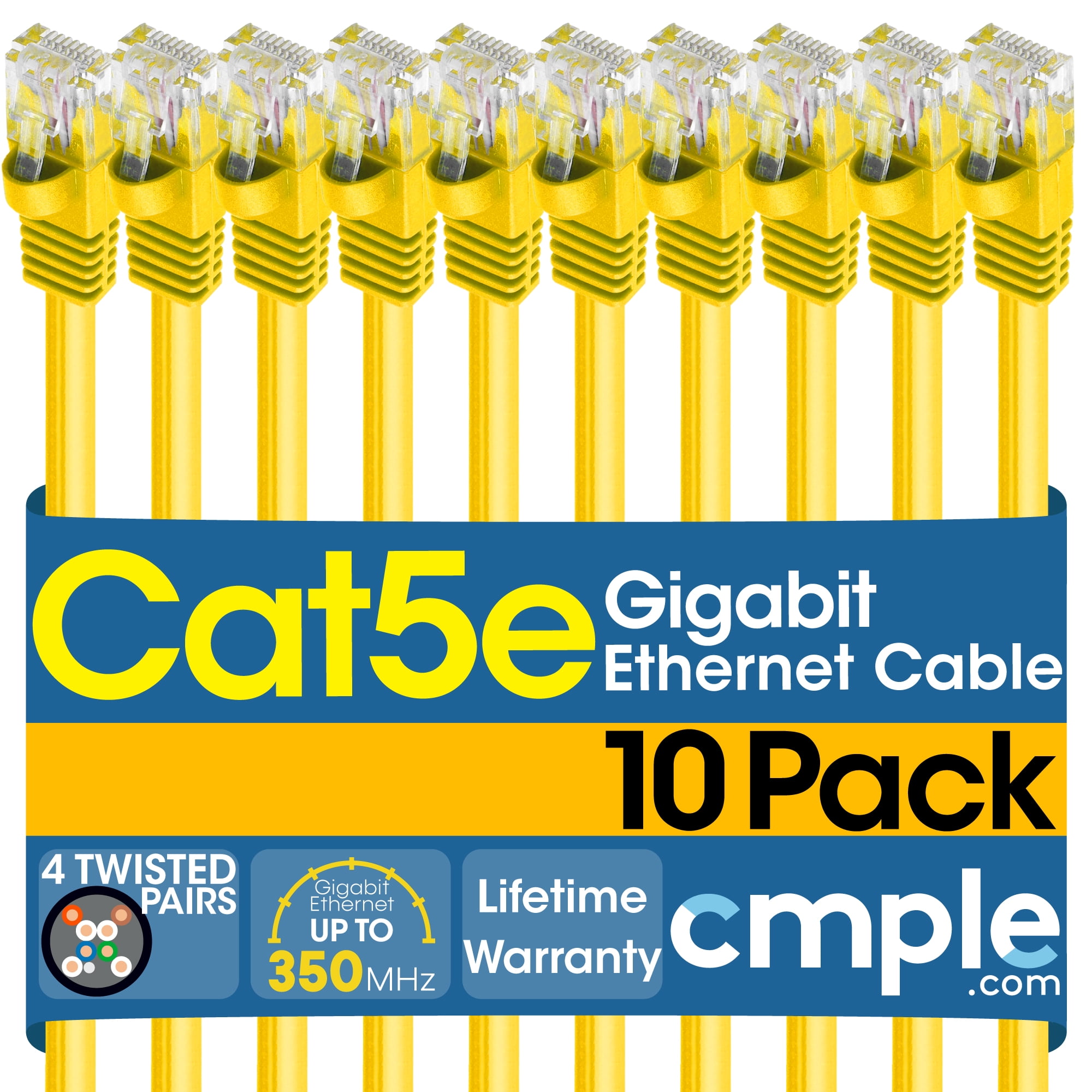 Cmple [10 PACK] 5 Feet Cat5 Patch Cord, Cat5e Cable, Cable