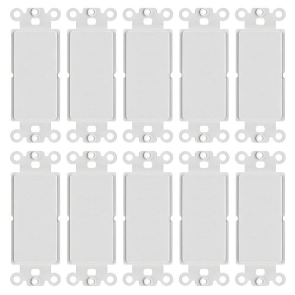 Cmple - 10 Pack Decorator Wall Plate Blank Insert 1 Gang Blank Decorative Adapter Insert Filler Polycarbonate Single Gang Wall Plate - White