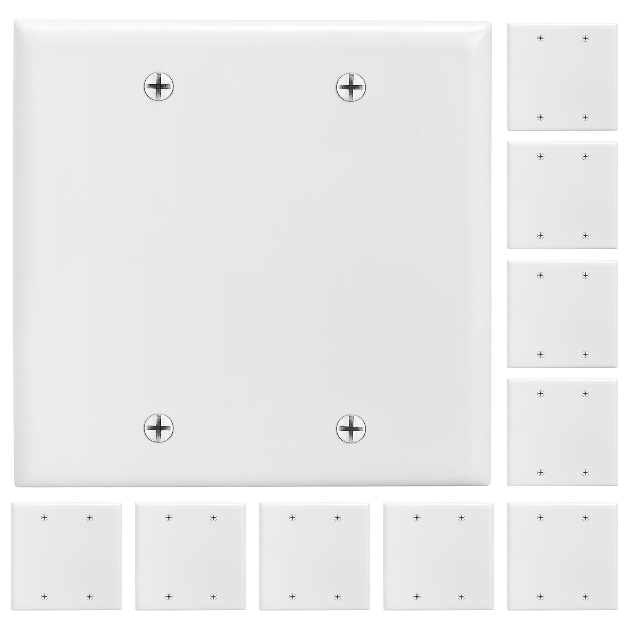Cmple [10 PACK] White Standard 2Gang Blank Wall Plate, Standard Size
