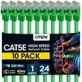 thumbnail image 1 of Cmple - 10 Pack Cat5e Ethernet Cable 15ft Computer Router Cables with RJ45 Connectors 1Gbps Ethernet Patch Cord 350Mhz Lan Wire - Green, 1 of 9