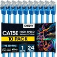 thumbnail image 1 of Cmple - 10 Pack Cat5e Ethernet Cable 3ft Computer Router Cables with RJ45 Connectors 1Gbps Ethernet Patch Cord 350Mhz Lan Wire - Blue, 1 of 8