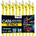 thumbnail image 1 of Cmple - 10 Pack Cat6 Ethernet Cable 10 ft Cat 6 Network Cables with RJ45 Connectors 10Gbps Computer LAN Patch Cord Router Internet Wire - Yellow, 1 of 7