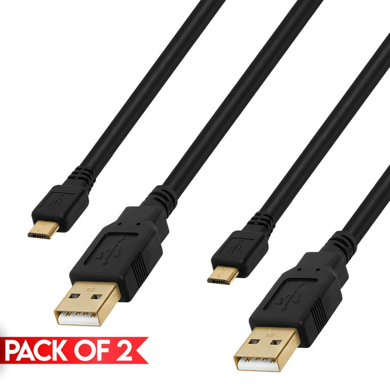 USB 2.0 A Male To Micro B Male 5-Pin Gold-Plated Cable - 1.5Feet Black