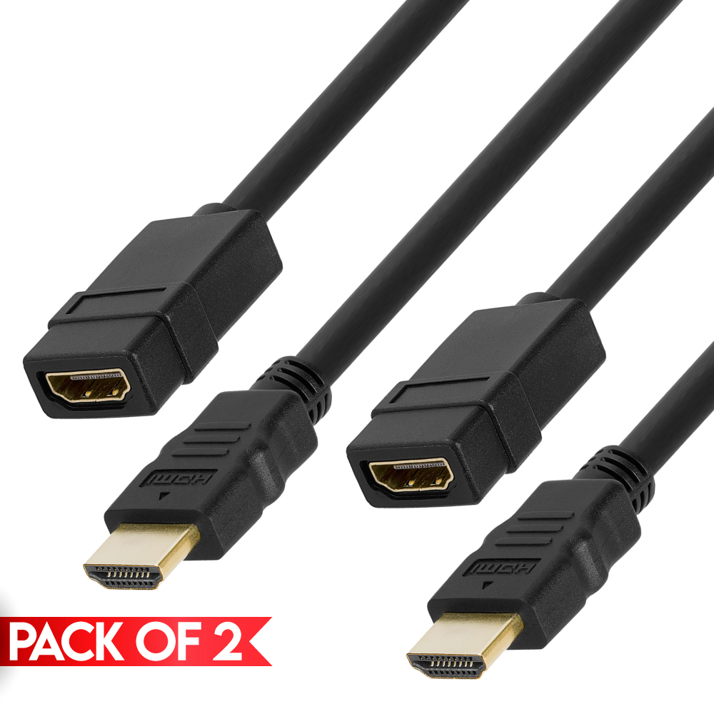 Cmple - [PAQUETE DE 2] Cable extensor HDMI de 1.5 pies, extensor HDMI macho a hembra 4K para Nintendo Switch, Xbox One S 360, PS5, PS4, Roku TV Stick, reproductor Blu-Ray, Google Chromecast, laptop